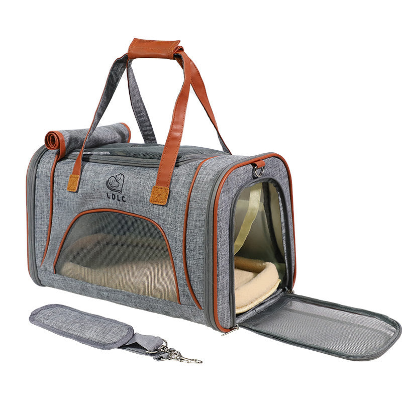 Canvas Air Travel Pet Carrier with Shoulder Strap and Washable Cushion For Dogs & Cats