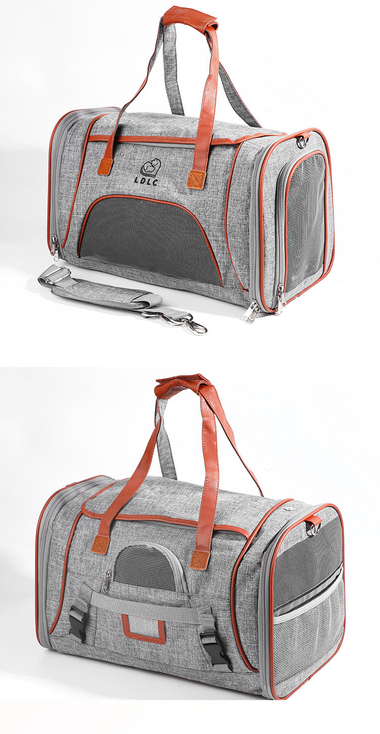 Canvas Air Travel Pet Carrier with Shoulder Strap and Washable Cushion For Dogs & Cats
