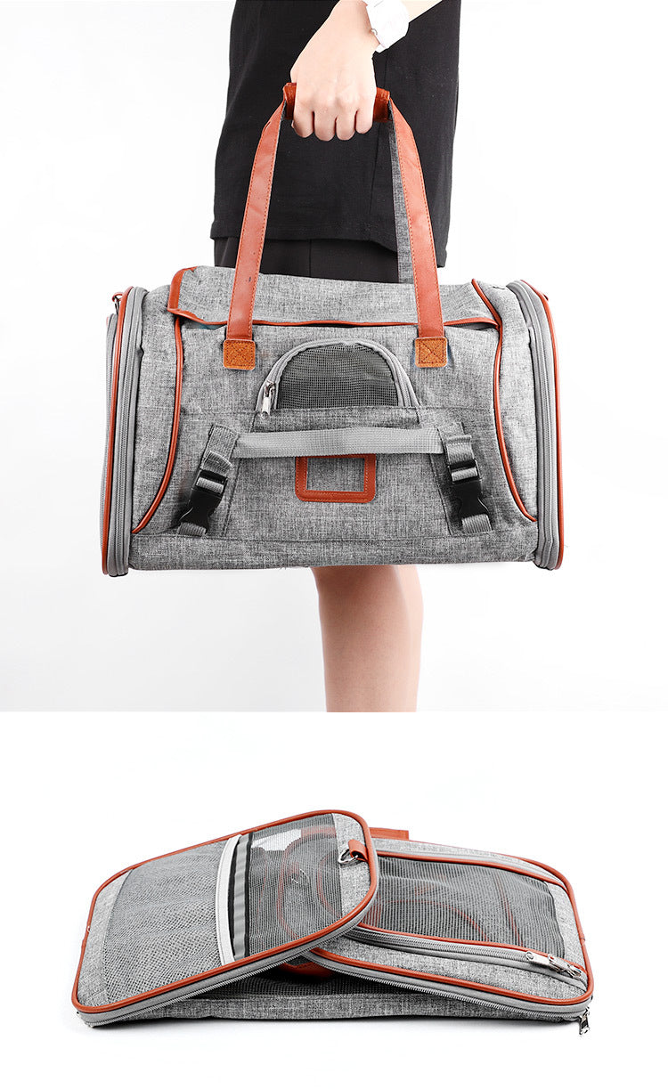 Canvas Air Travel Pet Carrier with Shoulder Strap and Washable Cushion For Dogs & Cats
