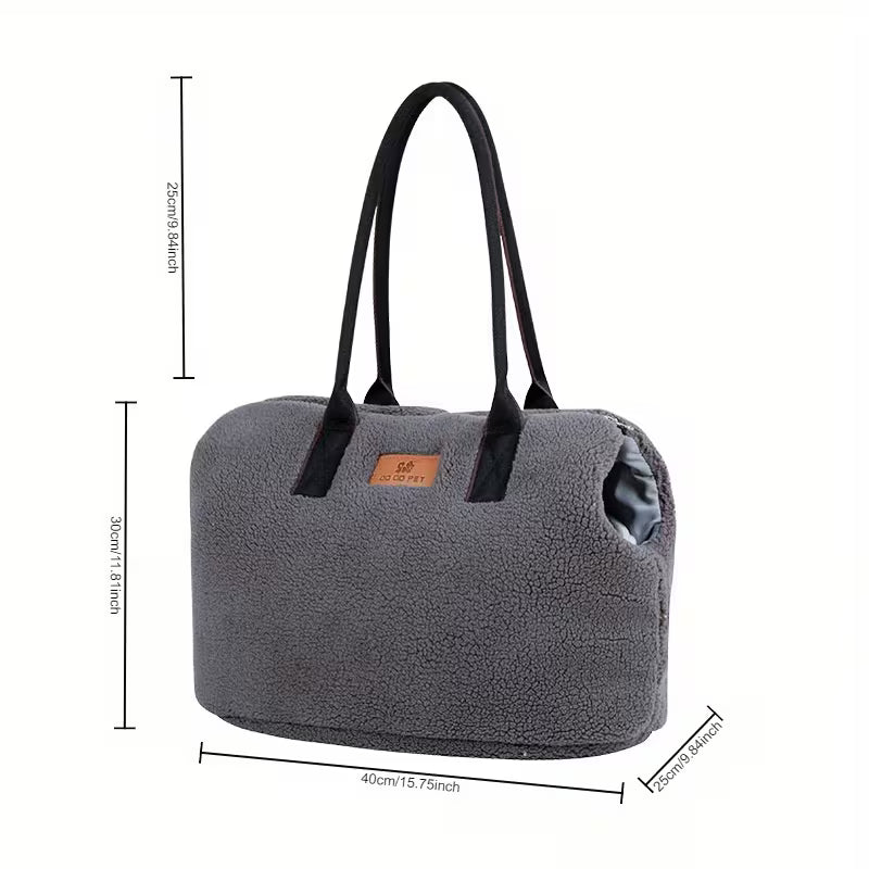 Fleece-Lined Warm & Cozy Pet Carrier – Large Capacity Insulated Shoulder Bag For Small Dogs & Cats