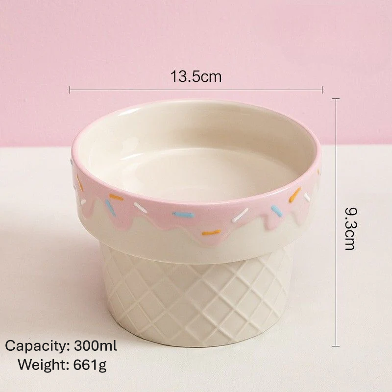 Elevated Tilted Ceramic Bowl - Neck Relief for Dogs & Cats 10.1oz 300ml