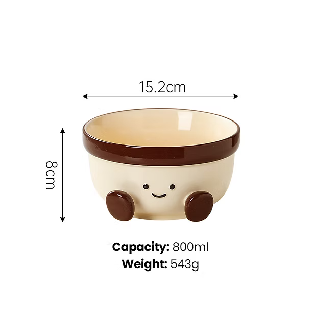 Adorable Wide Ceramic Pet Bowl - Anti-Slip Food & Water Dish 8.4oz 250ml, 27oz 800ml