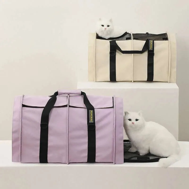 Multi-Purpose Pet Carrier Tote For Cats & Small Dogs – Durable Canvas, Large Capacity, Hard Bottom & Crossbody