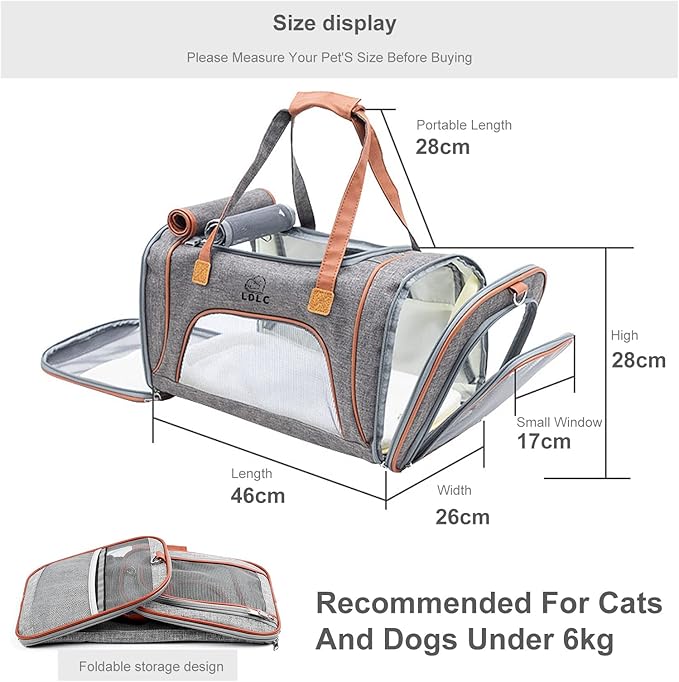 Canvas Air Travel Pet Carrier with Shoulder Strap and Washable Cushion For Dogs & Cats