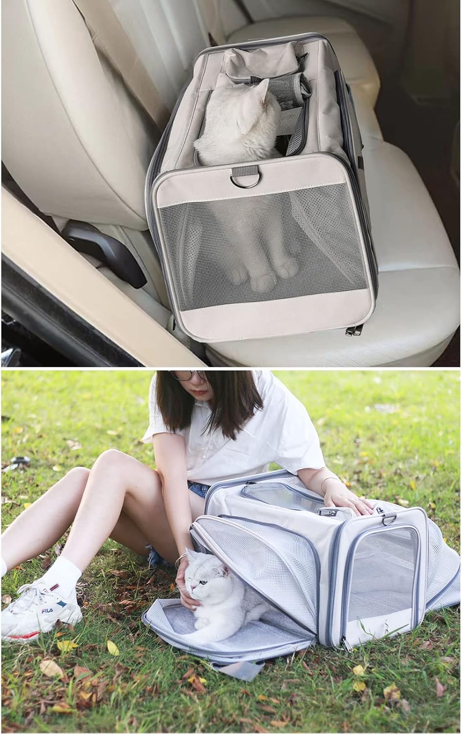 2 Sides Expandable Travel Pet Carrier For Dogs & Cats