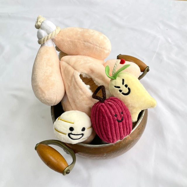 Interactive Hide and Seek Squeaky Crinkle Toys - Korean Ginseng Chicken Set