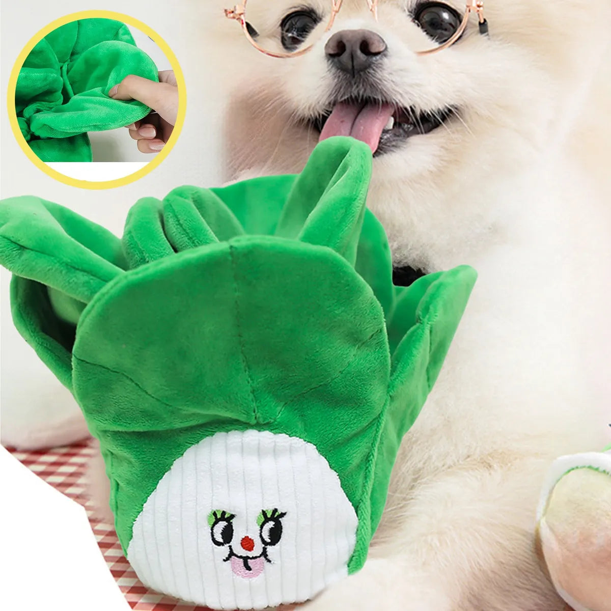 Crinkle & Squeak Vegetables: Interactive Snuffle Toy for Dogs & Cats