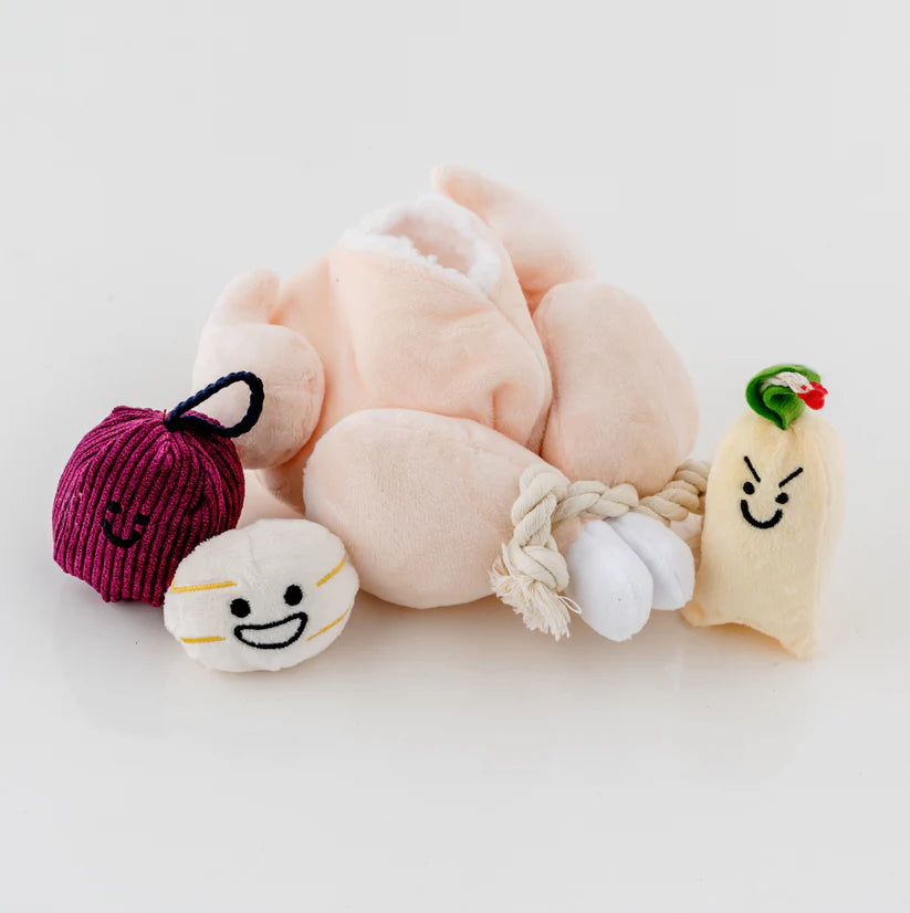 Interactive Hide and Seek Squeaky Crinkle Toys - Korean Ginseng Chicken Set