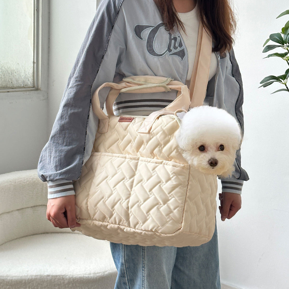 Cat bag outgoing portable breathable shoulder breathable small body dog bag portable light canvas cat pet crossbody backpack