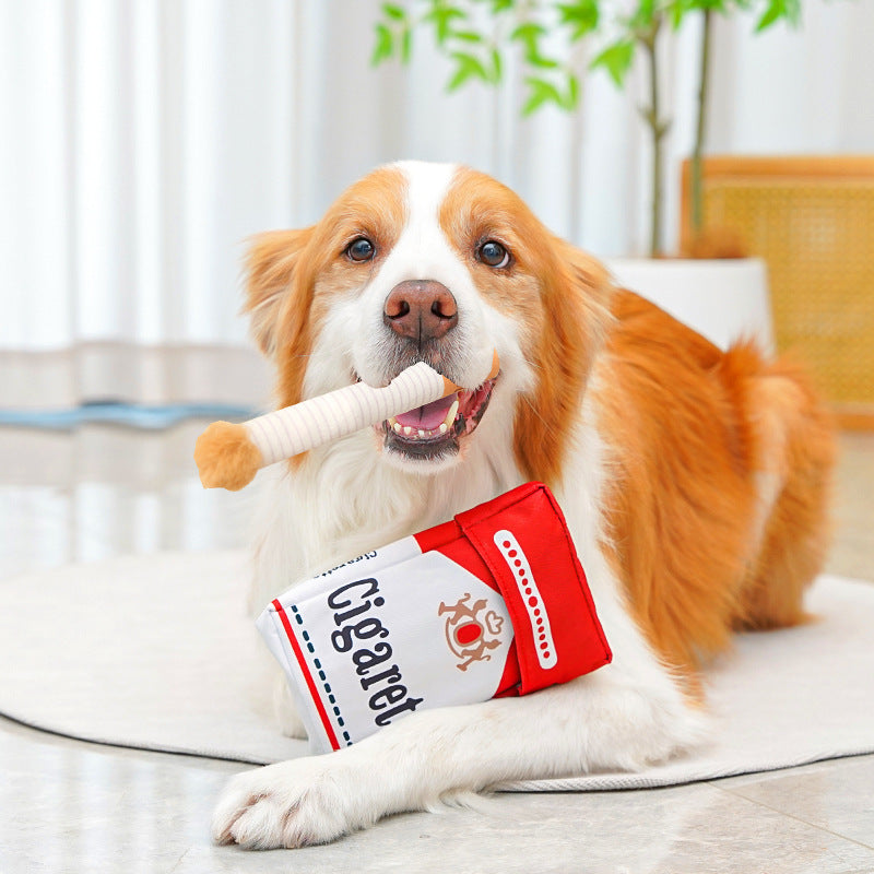 Cross-border new product dog vocalization toy simulation cigarette with box pet dog nibbling toy amazon bb call