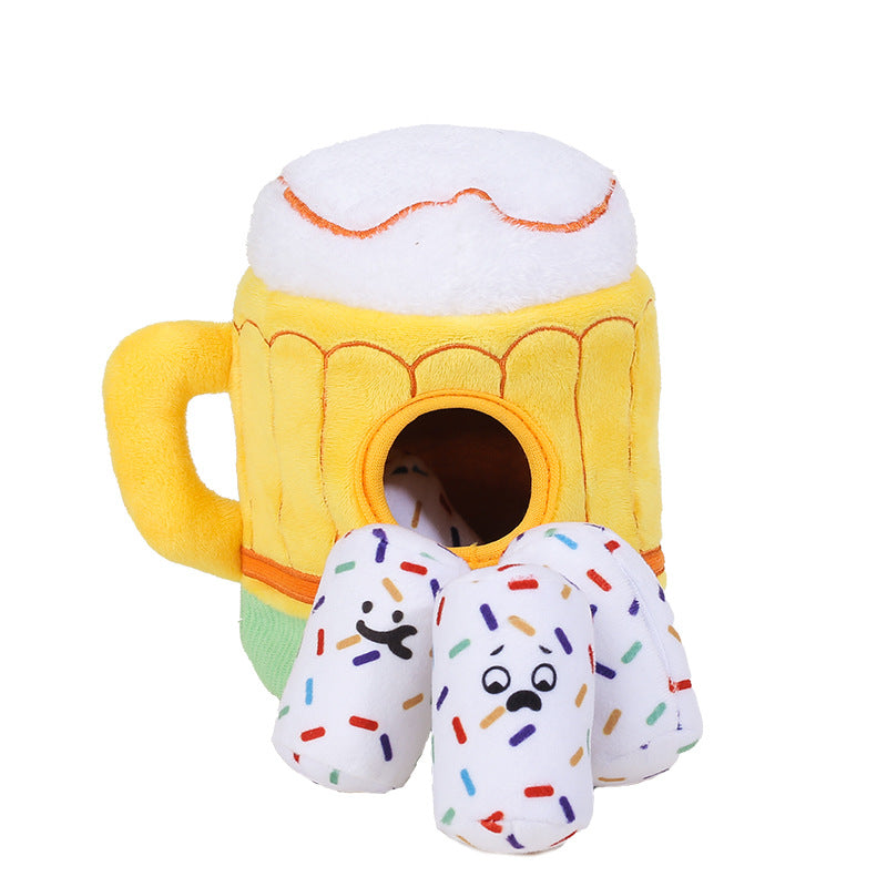 Cross-border Ins toys dog pet beer mug rattle paper toy amazon gifts