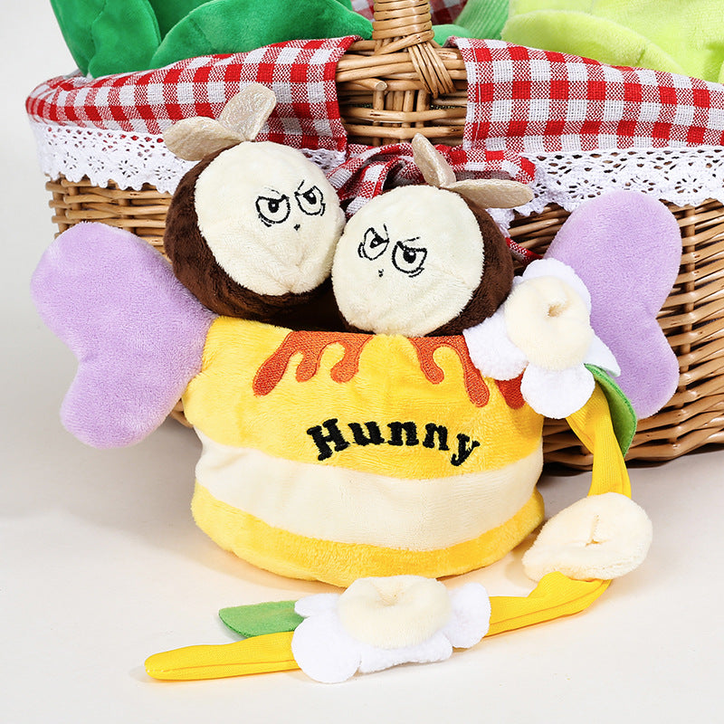 Korean version of creative vocalization, Tibetan food, honey jar, sniffing toys, foreign trade pets, digging out music, sounding plush toys