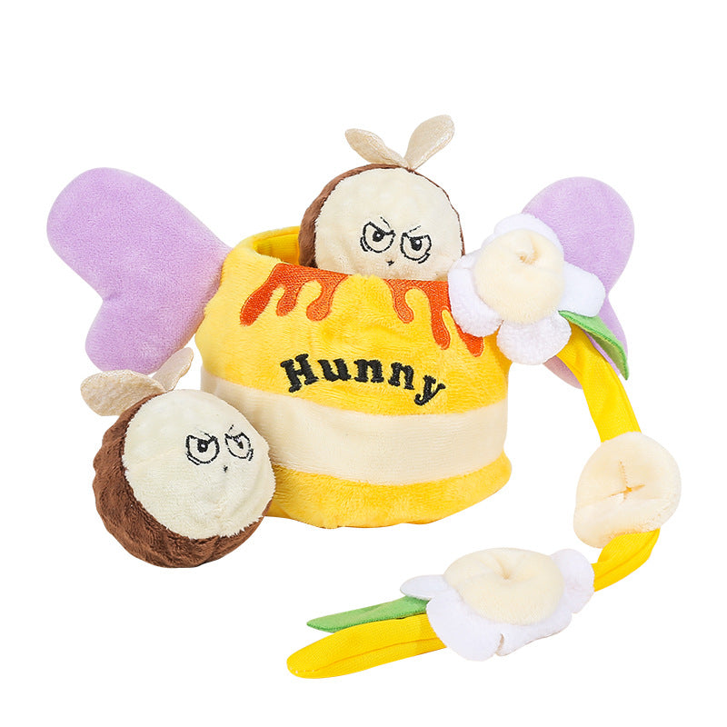 Korean version of creative vocalization, Tibetan food, honey jar, sniffing toys, foreign trade pets, digging out music, sounding plush toys