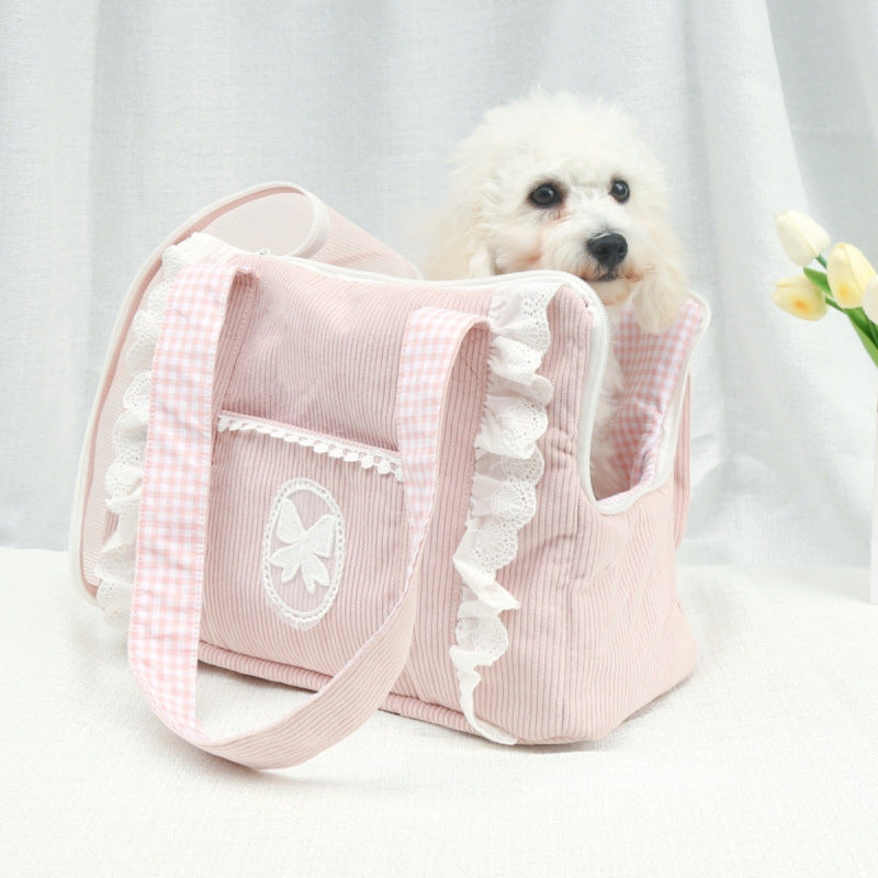 Lolita Style Pet Carrier For Dogs & Cats – Breathable Mesh, Vintage & Kawaii Design