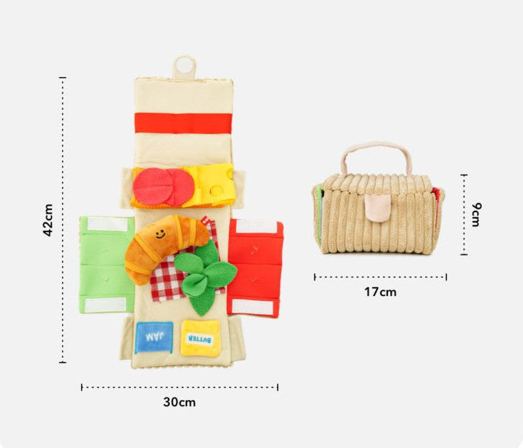 Korean pet toys croissant picnic box set plush toys sound Tibetan food cute interactive boredom relief toys