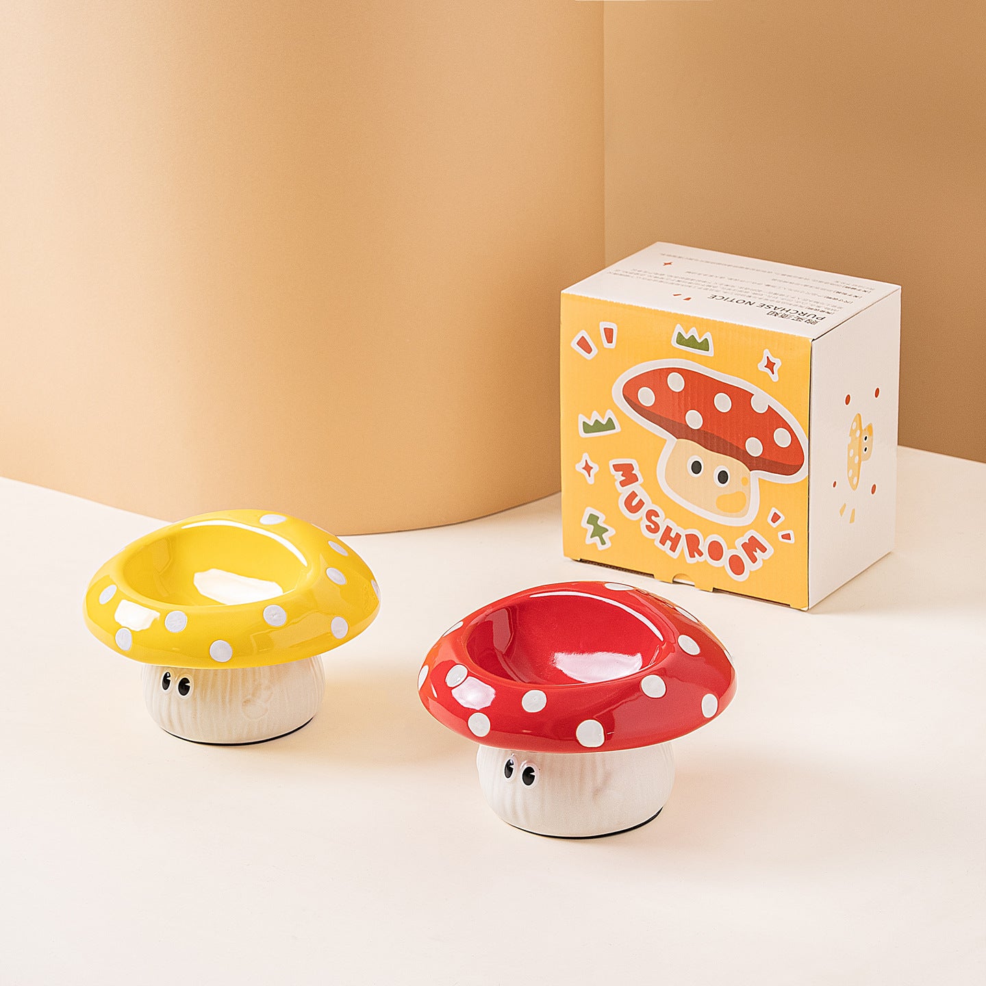 Elevated Ceramic Mushroom Pet Bowl 3.3oz 100ml