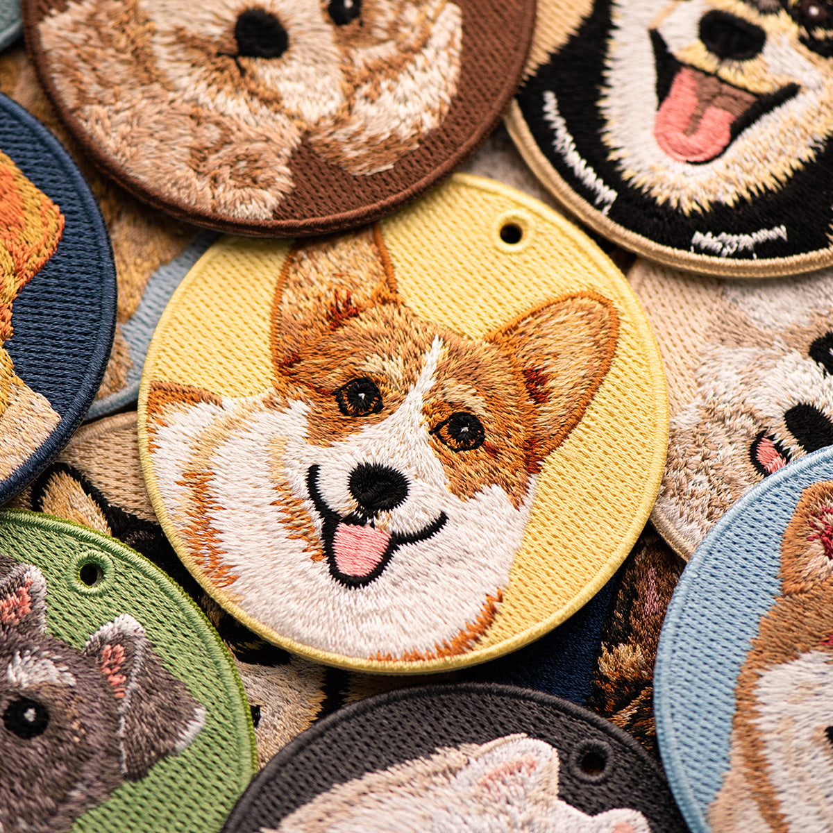 Double-sided Embroidery Patch Key Chain - Dogs