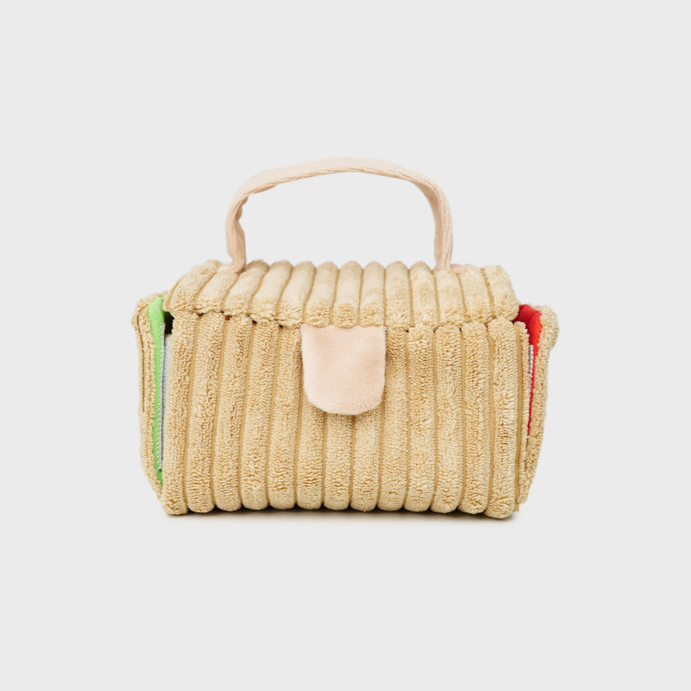 Korean pet toys croissant picnic box set plush toys sound Tibetan food cute interactive boredom relief toys