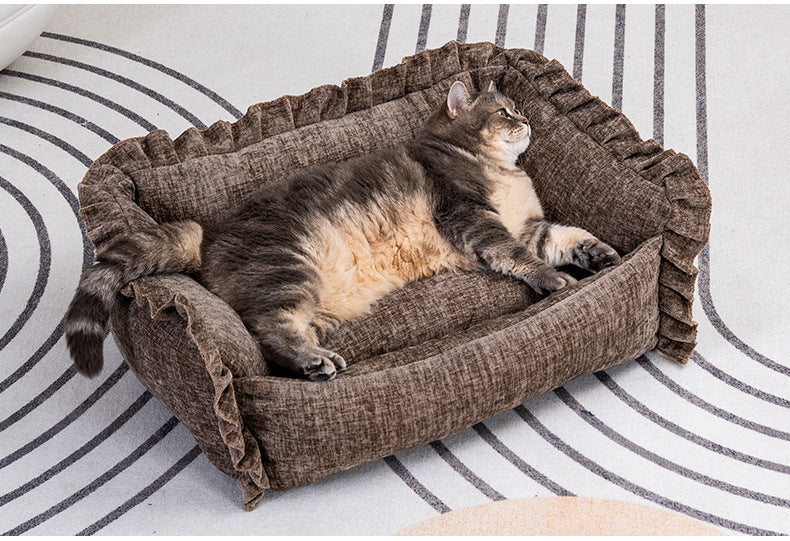 Royal Paws Easy-Clean Pet Bed with Removable Bolsters & Washable Cover - For Cats & Small Dogs