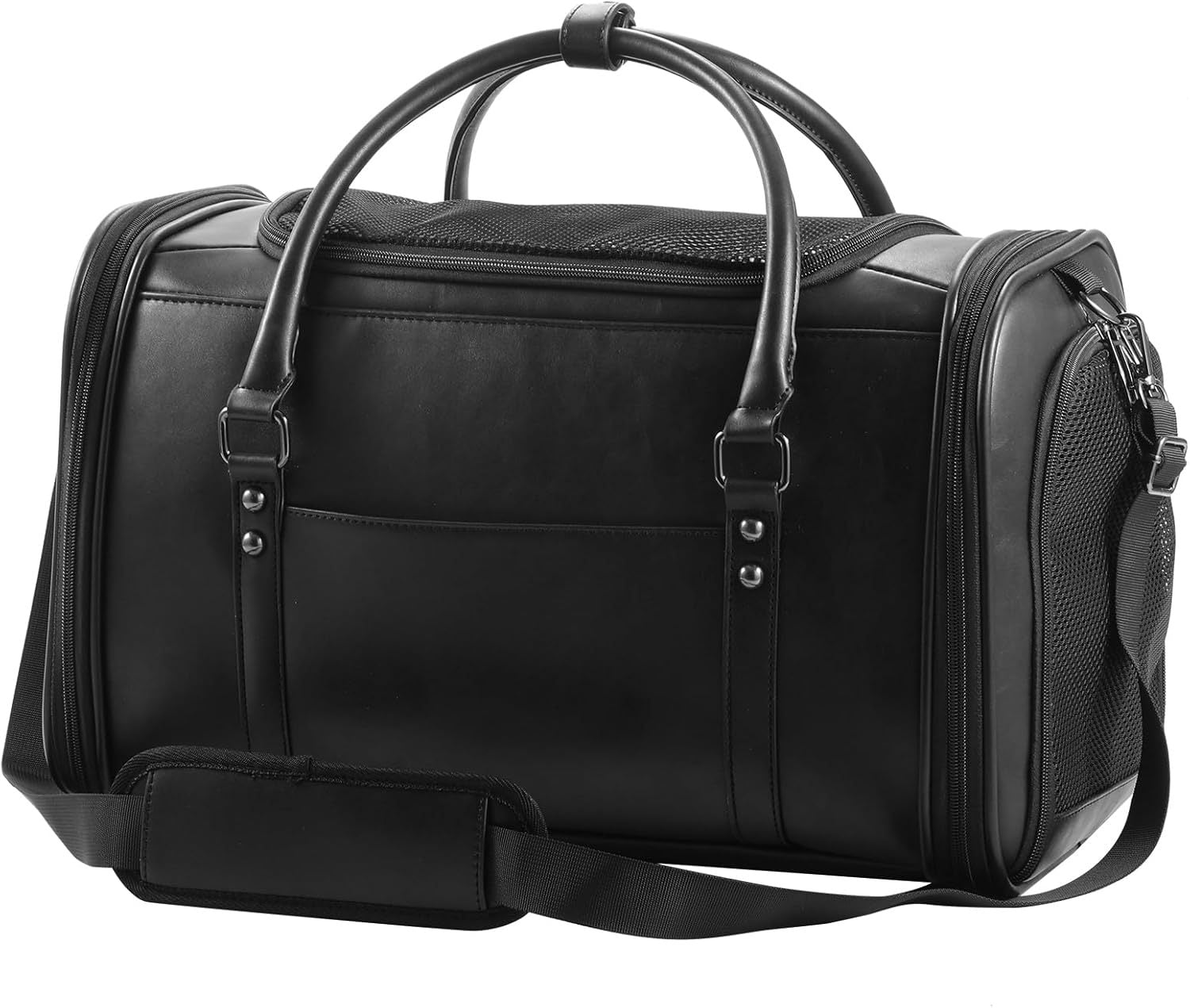 Stylish Leather Lightweight Air Travel Pet Carrier For Dogs & Cats