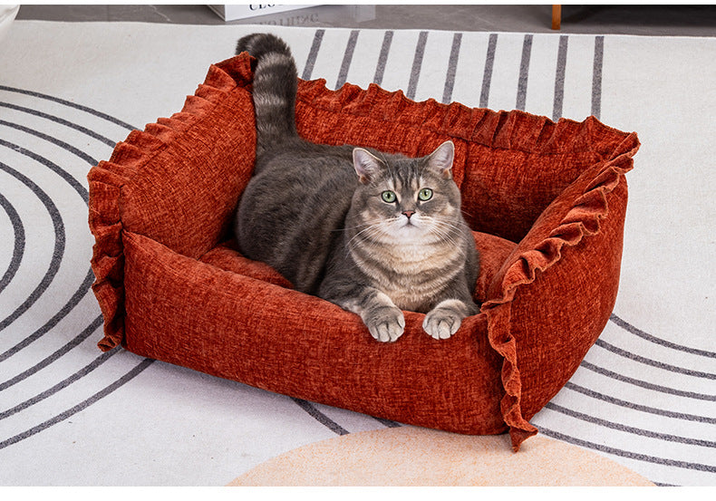Royal Paws Easy-Clean Pet Bed with Removable Bolsters & Washable Cover - For Cats & Small Dogs