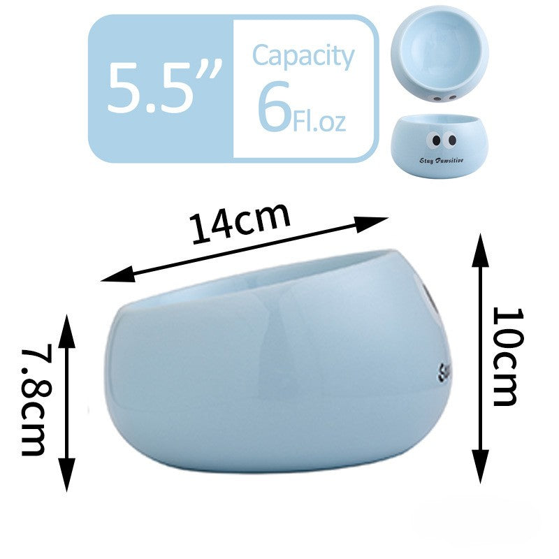 Stay Pawsitive Slanted Ceramic Pet Bowl - Anti-Slip, Easy-Eat Design 6oz 180ml