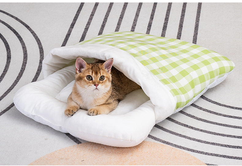 Cozy Hooded Pet Bed: Insulated Semi-Enclosed Sleeping Pod for Small Dogs and Cats