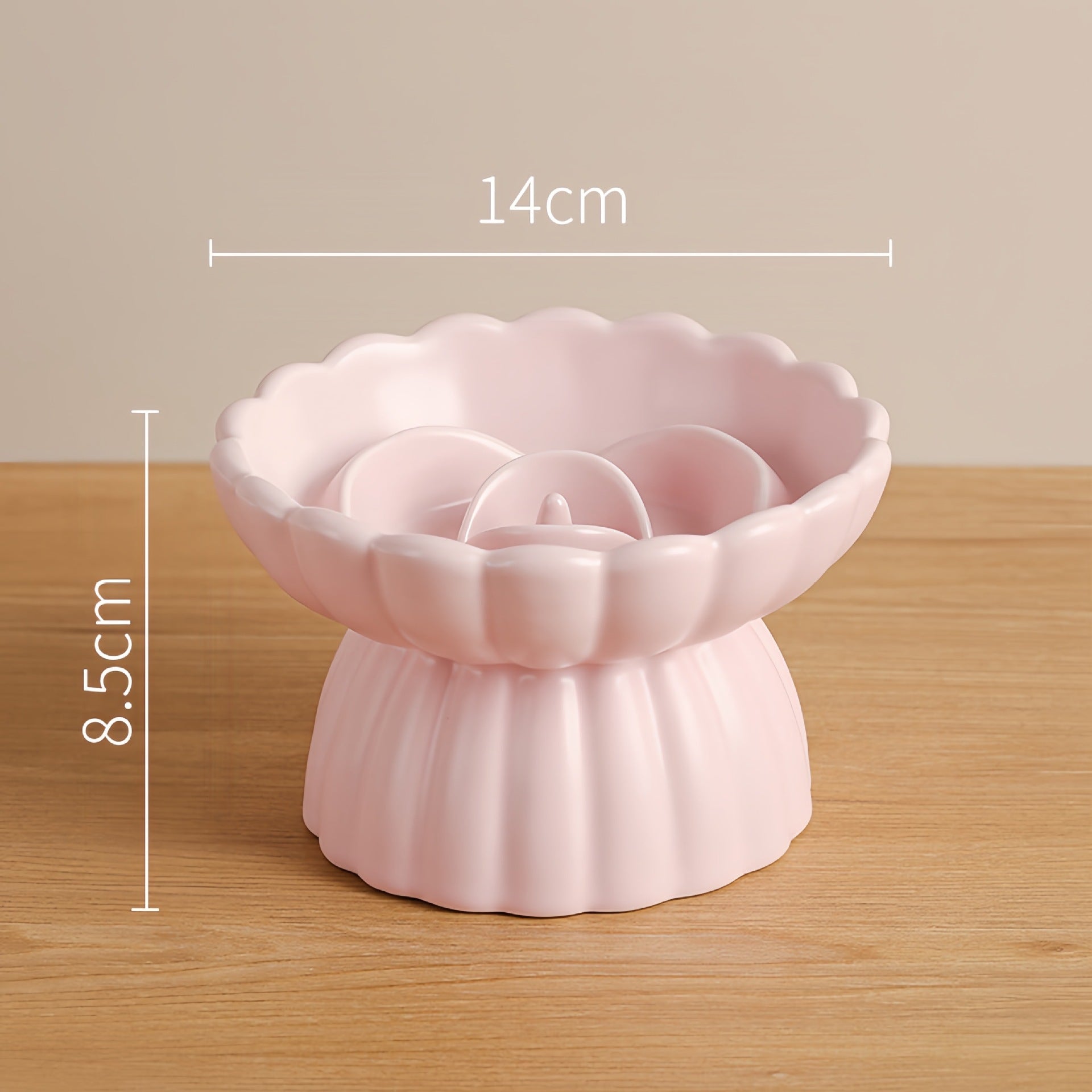 Slow Feeder Pet Bowl For Cats & Small Dogs - Elevated Ceramic Dish with Neck Support