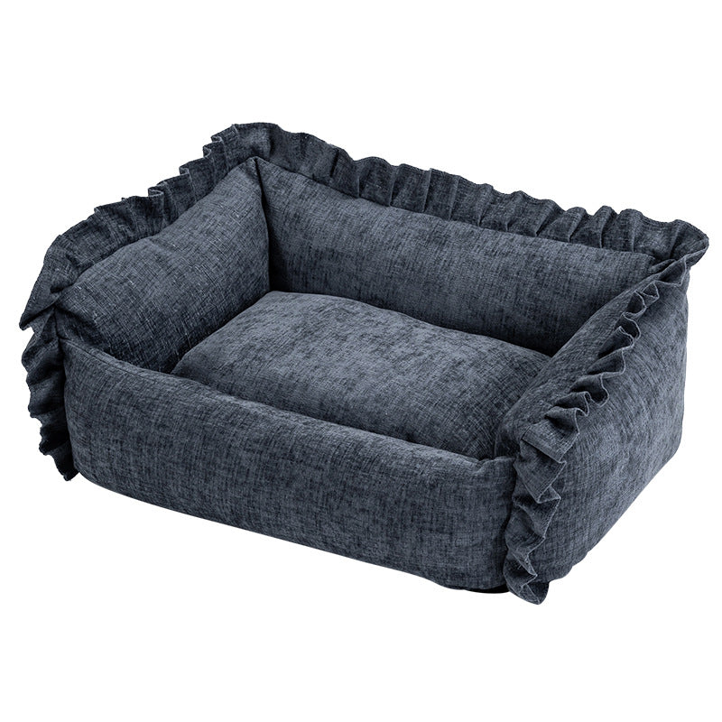 Royal Paws Easy-Clean Pet Bed with Removable Bolsters & Washable Cover - For Cats & Small Dogs