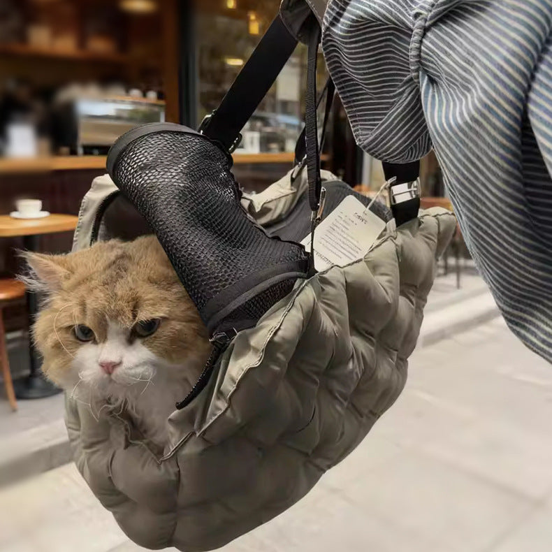 Insulated Puffer Pet Carrier For Small Dogs & Cats - Fashion-Forward, Lightweight, Warm & Ultra-Cozy