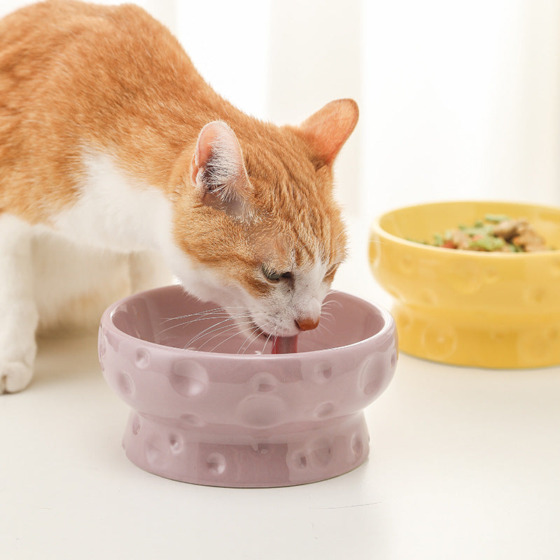 The Cheese Bowl: Raised Ceramic Pet Dish for Neck Health 10.1oz 300ml