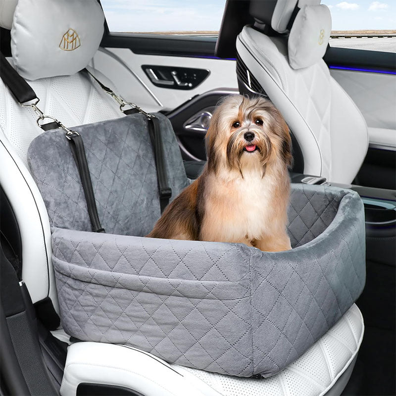 Detachable & Washable Dog Car Seat - Comfy Bed with 2 Safety Leashes