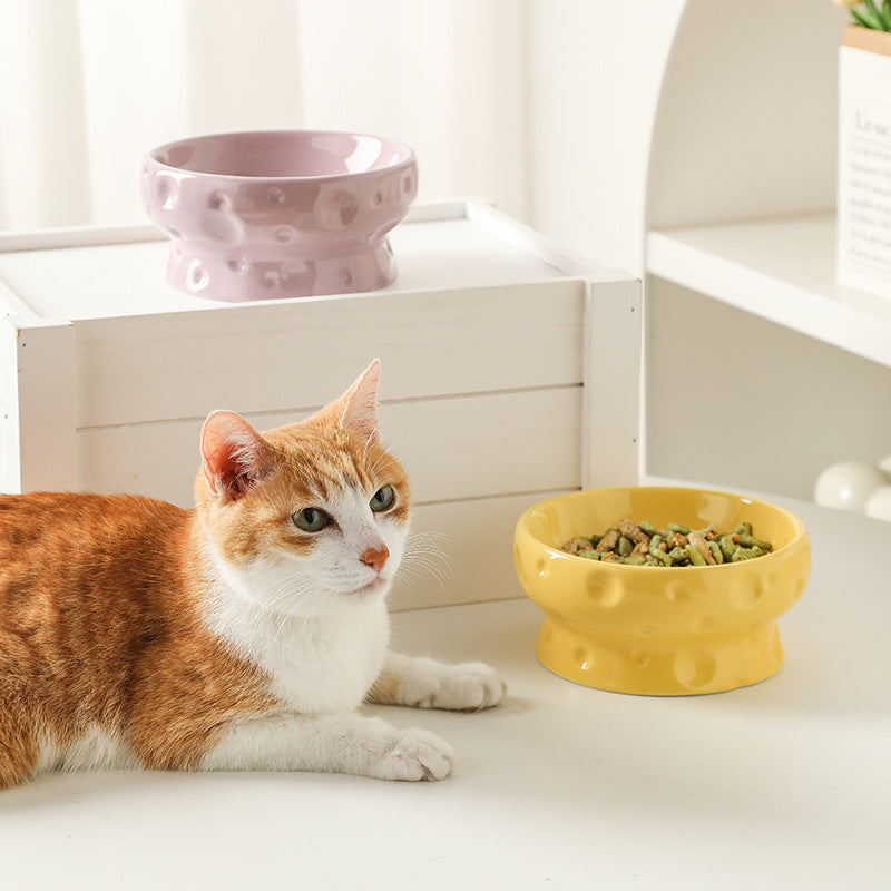 The Cheese Bowl: Raised Ceramic Pet Dish for Neck Health 10.1oz 300ml