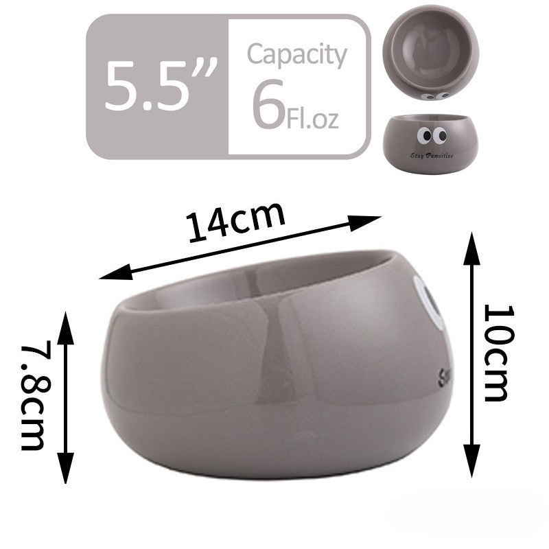 Stay Pawsitive Slanted Ceramic Pet Bowl - Anti-Slip, Easy-Eat Design 6oz 180ml