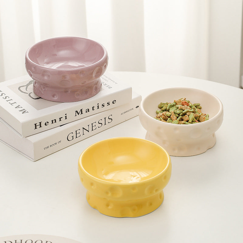 The Cheese Bowl: Raised Ceramic Pet Dish for Neck Health 10.1oz 300ml