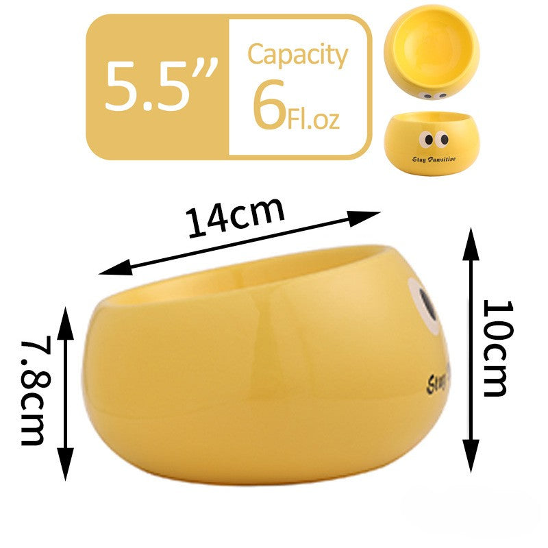 Stay Pawsitive Slanted Ceramic Pet Bowl - Anti-Slip, Easy-Eat Design 6oz 180ml