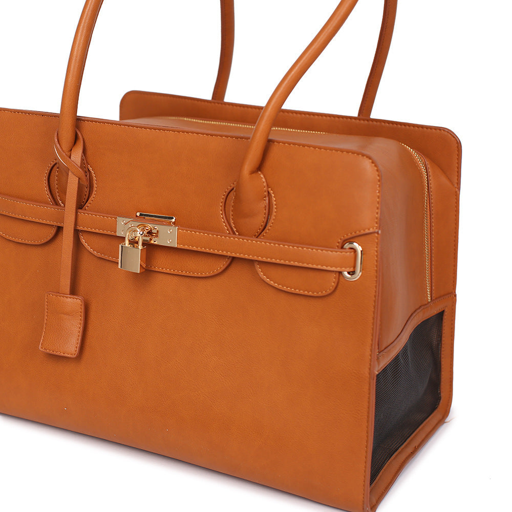 The Barkin Bag - Luxury Designer PU Leather Pet Carrier For Small Dogs & Cats: Premium Travel & Fashion Tote