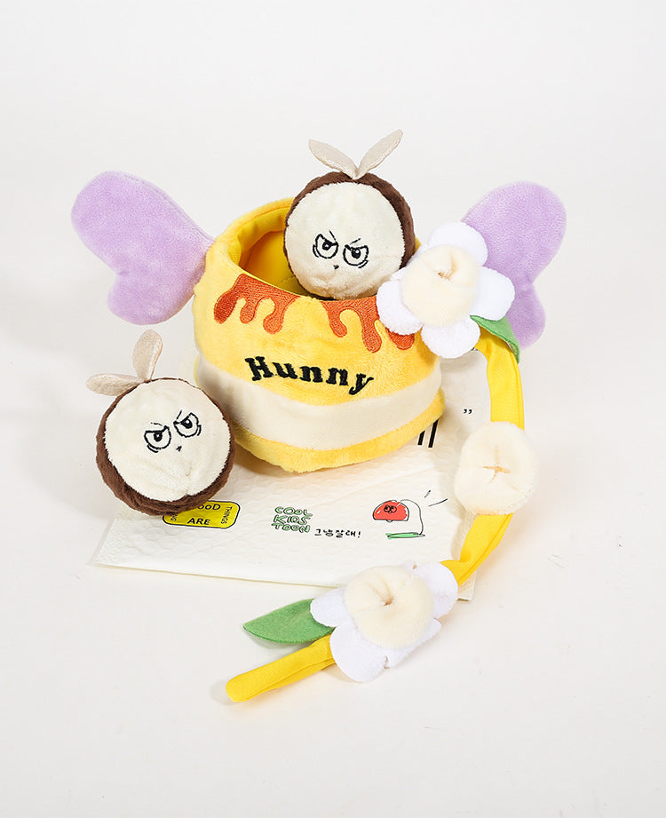 Interactive Crinkle & Squeaky Honey Jar Snuffle Toy For Dogs & Cats