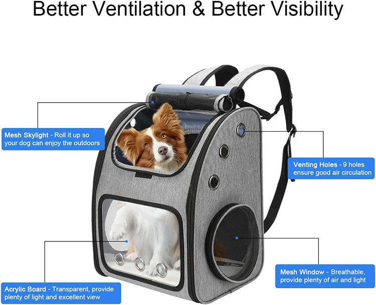 Expandable Pet Carrier Backpack For Dogs & Cats