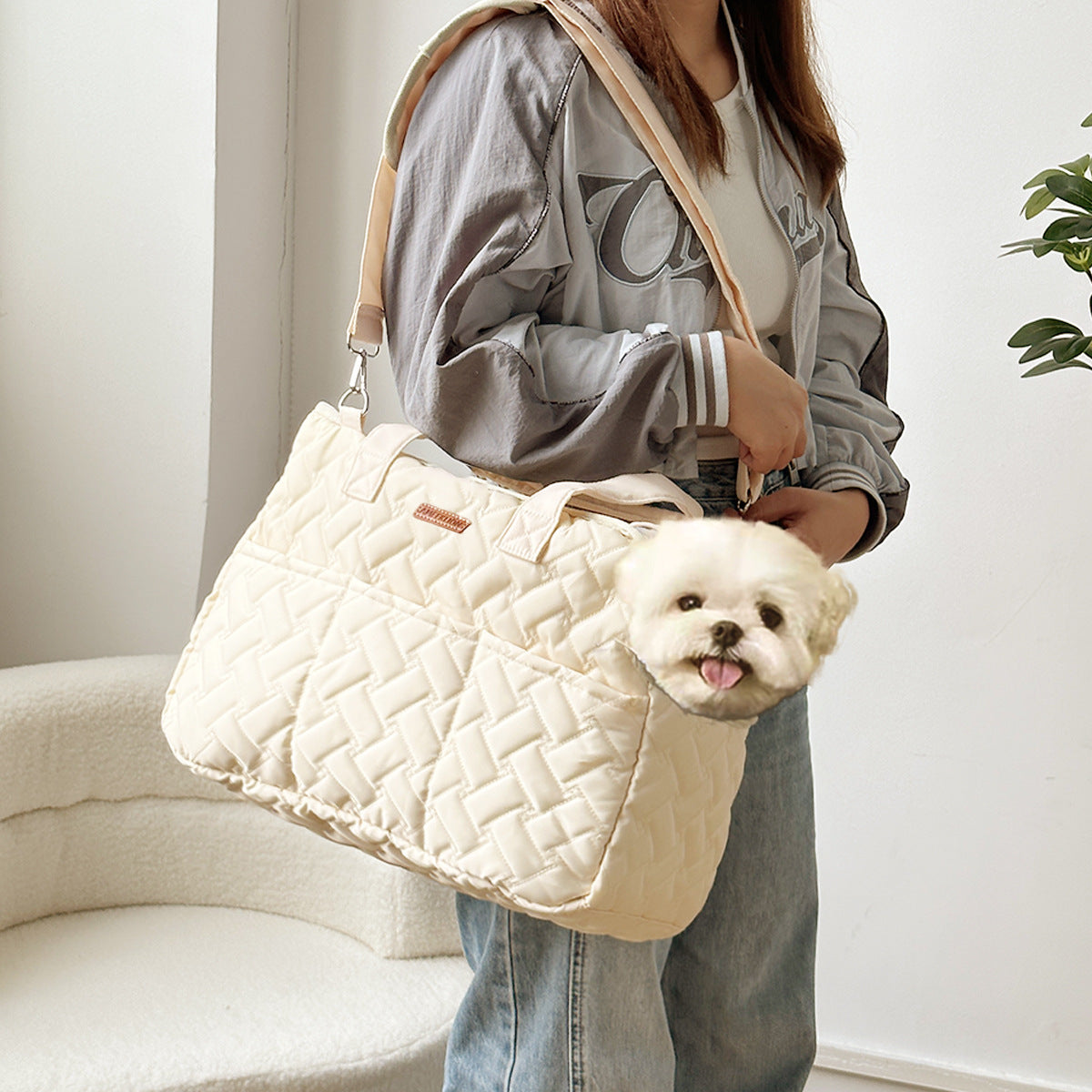 Cat bag outgoing portable breathable shoulder breathable small body dog bag portable light canvas cat pet crossbody backpack