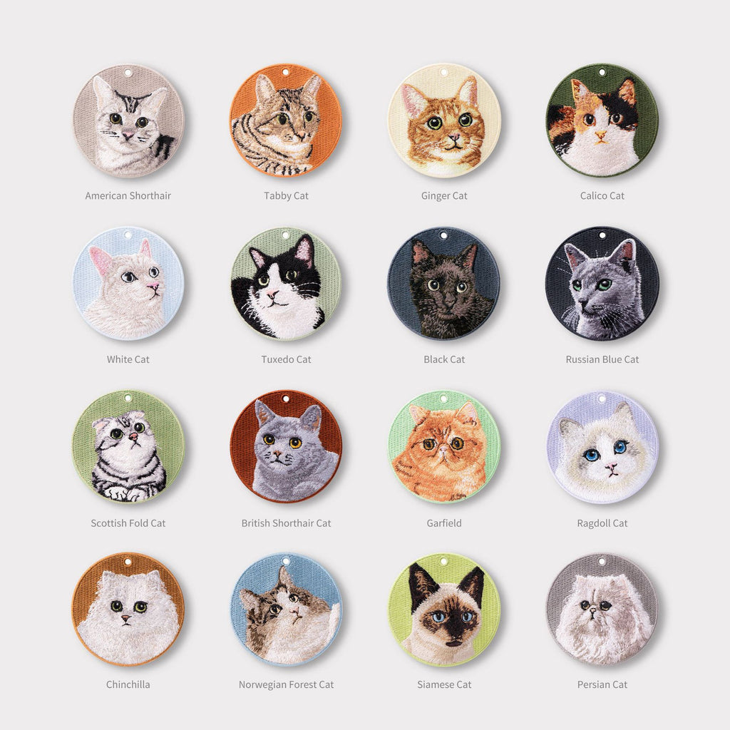 Double-sided Embroidery Patch Key Chain - Cats