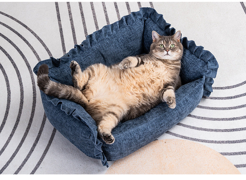 Royal Paws Easy-Clean Pet Bed with Removable Bolsters & Washable Cover - For Cats & Small Dogs