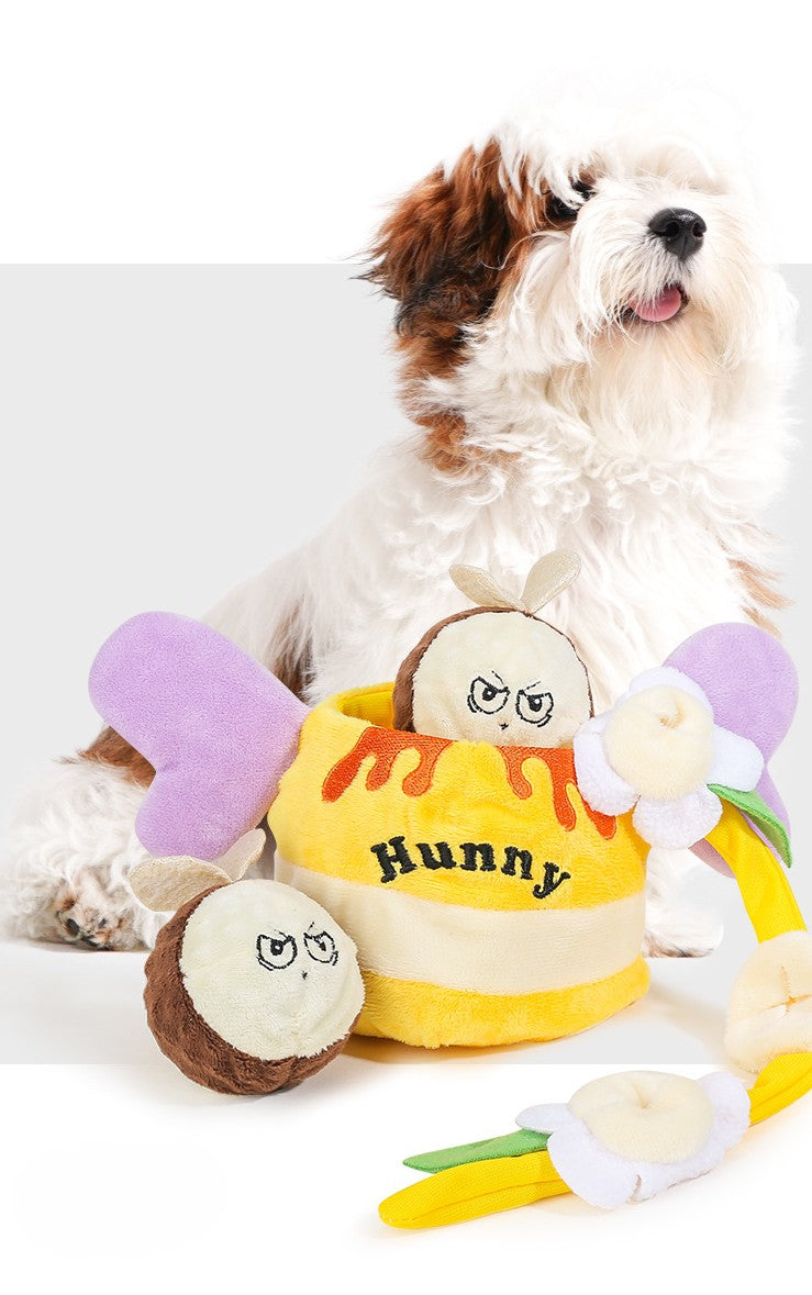 Interactive Crinkle & Squeaky Honey Jar Snuffle Toy For Dogs & Cats