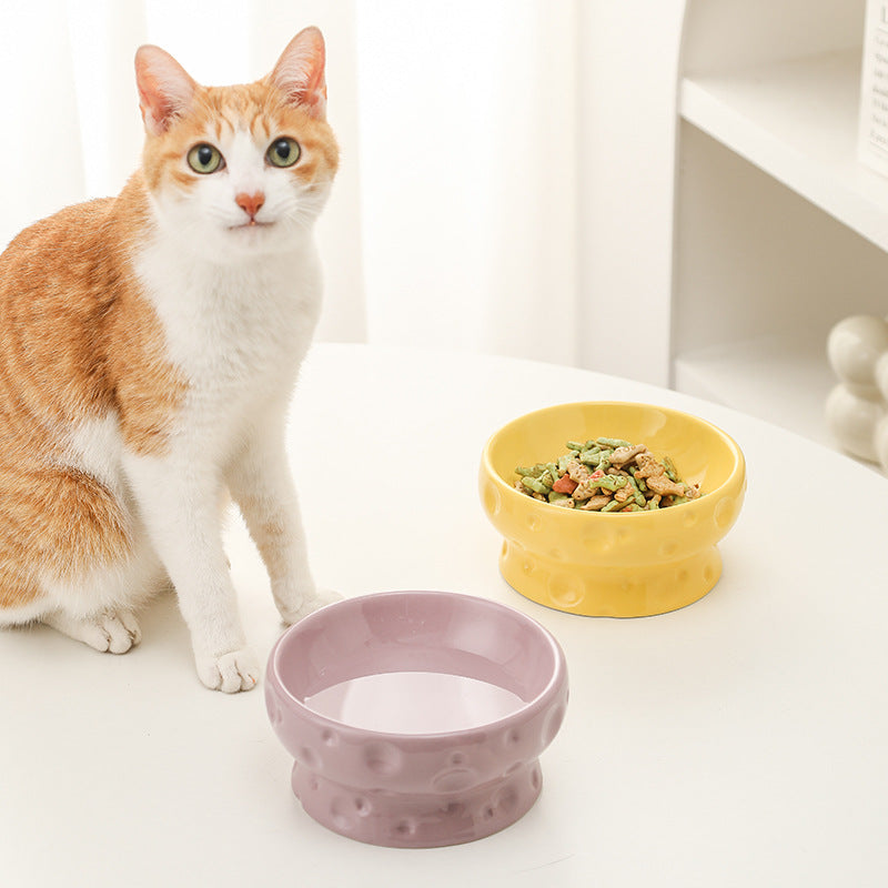 The Cheese Bowl: Raised Ceramic Pet Dish for Neck Health 10.1oz 300ml