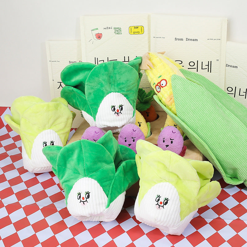 Crinkle & Squeak Vegetables: Interactive Snuffle Toy for Dogs & Cats
