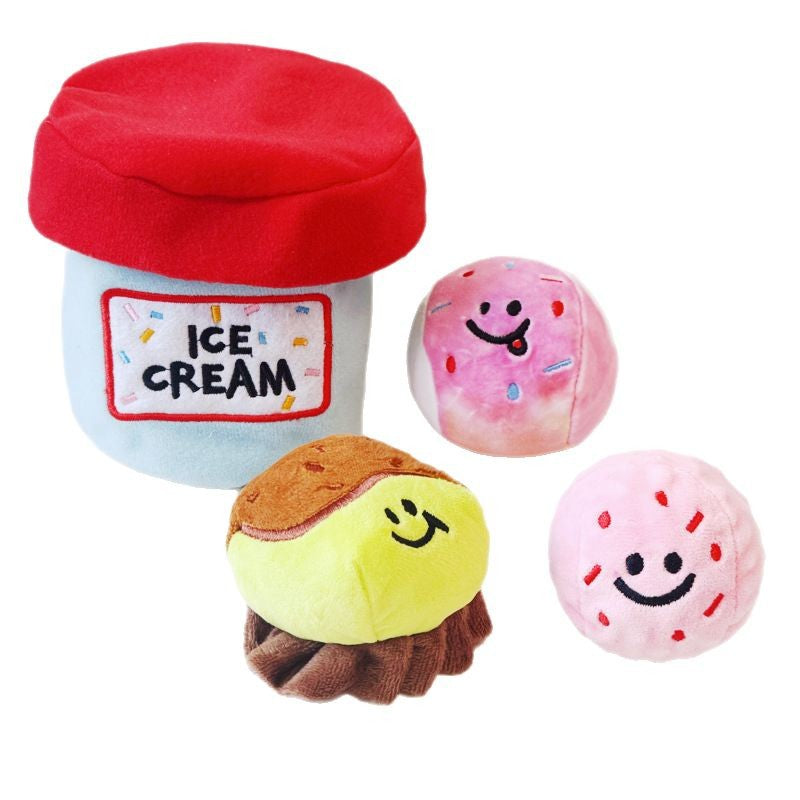 Cross-border pet supplies ins new ice cream bucket bb call sound pet plush toys dog toys can't be bitten