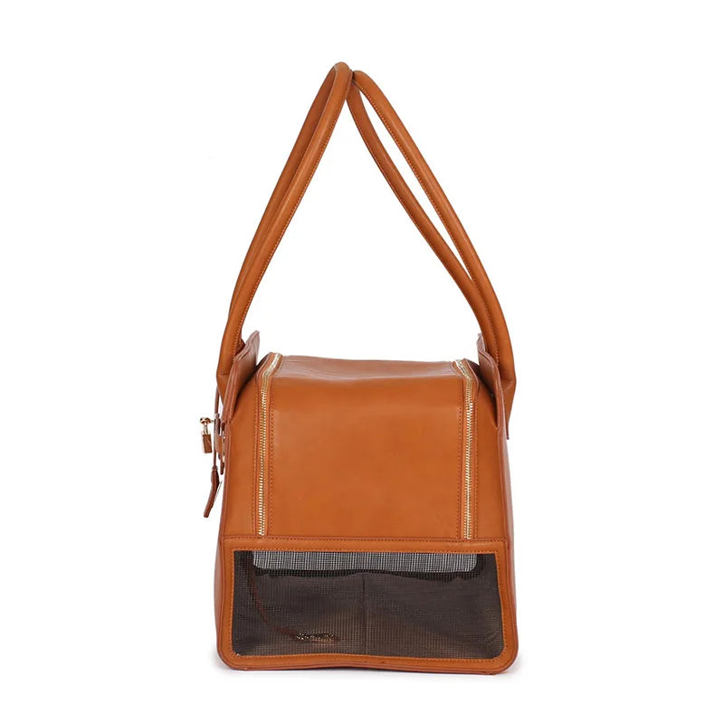 The Barkin Bag - Luxury Designer PU Leather Pet Carrier For Small Dogs & Cats: Premium Travel & Fashion Tote
