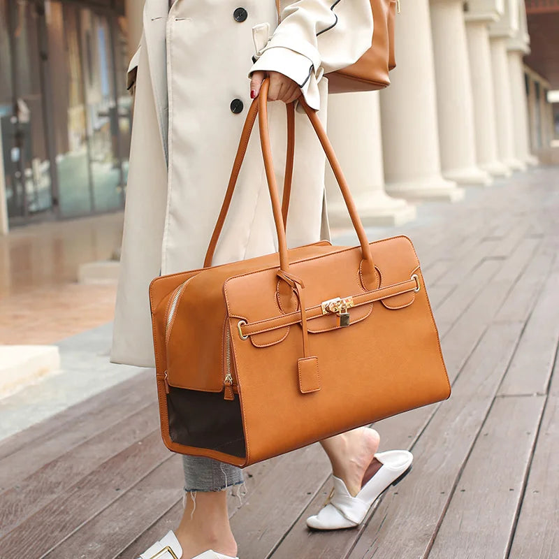The Barkin Bag - Luxury Designer PU Leather Pet Carrier For Small Dogs & Cats: Premium Travel & Fashion Tote