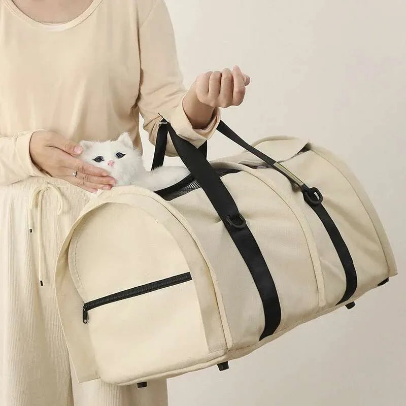 Multi-Purpose Pet Carrier Tote For Cats & Small Dogs – Durable Canvas, Large Capacity, Hard Bottom & Crossbody