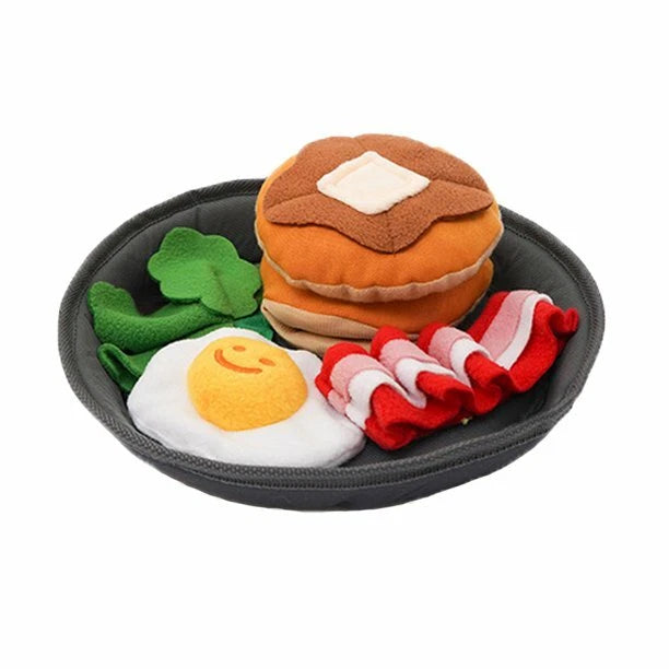 Interactive Breakfast Platter Plush Dog Toy Set